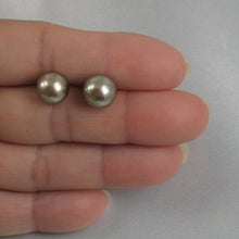 Load image into Gallery viewer, Soft Champagne Tahitian Pearl Stud Earrings – 14k Yellow Gold