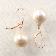 Load image into Gallery viewer, Solid 14k Rose Gold Leverback Baroque White Pearl Dangle Earrings (Petite)