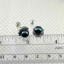 Load image into Gallery viewer, Solid 14k White Gold AAA Black Pearl &amp; Diamond Stud Earrings