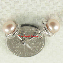 Load image into Gallery viewer, Solid 14k White Gold Encircle Design Peach Cultured Pearl Stud Earrings