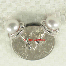 Load image into Gallery viewer, Solid 14k White Gold Encircle Design White Cultured Pearl Stud Earrings