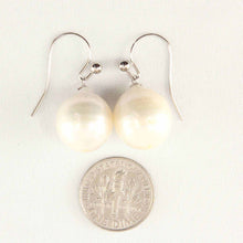 Load image into Gallery viewer, Solid 14k White Gold Fish Hook Baroque White Pearl Dangle Earrings