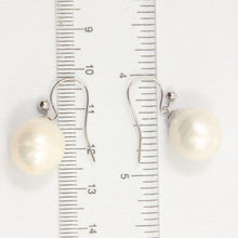 Load image into Gallery viewer, Solid 14k White Gold Fish Hook Baroque White Pearl Dangle Earrings
