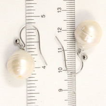 Load image into Gallery viewer, Solid 14k White Gold Fish Hook Baroque White Pearl Dangle Earrings