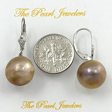 Load image into Gallery viewer, Solid 14k White Gold Leverback Baroque Mocha Pearl Dangle Earrings