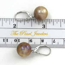 Load image into Gallery viewer, Solid 14k White Gold Leverback Baroque Mocha Pearl Dangle Earrings