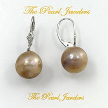 Load image into Gallery viewer, Solid 14k White Gold Leverback Baroque Mocha Pearl Dangle Earrings