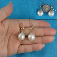 Load image into Gallery viewer, Solid 14k Yellow Gold Leverback Baroque Pearl Dangle Earrings