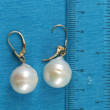 Load image into Gallery viewer, Solid 14k Yellow Gold Leverback Baroque Pearl Dangle Earrings