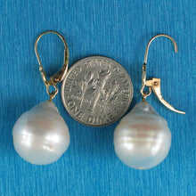 Load image into Gallery viewer, Solid 14k Yellow Gold Leverback Baroque Pearl Dangle Earrings
