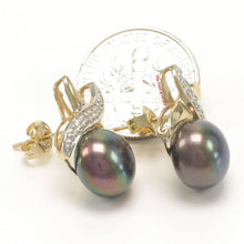 Load image into Gallery viewer, Solid 14k Yellow Gold Diamond &amp; Cultured Pearl Post Earrings
