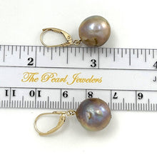 Load image into Gallery viewer, Solid 14k Yellow Gold Leverback Baroque Lavender Pearl Dangle Earrings (Petite)