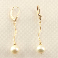 Load image into Gallery viewer, Solid 14k Yellow Gold Leverback Freshwater Pearl Dangle Earrings