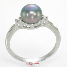 Load image into Gallery viewer, Solid Silver .925 Black Pearl CZ Accent Ring