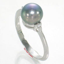 Load image into Gallery viewer, Solid Silver .925 Black Pearl CZ Accent Ring
