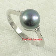 Load image into Gallery viewer, Solid Silver .925 Black Pearl CZ Accent Ring