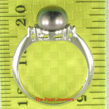 Load image into Gallery viewer, Solid Silver .925 Black Pearl CZ Accent Ring