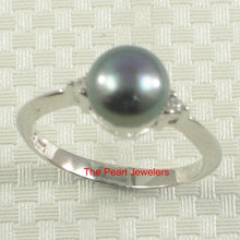Load image into Gallery viewer, Solid Silver .925 Black Pearl CZ Accent Ring