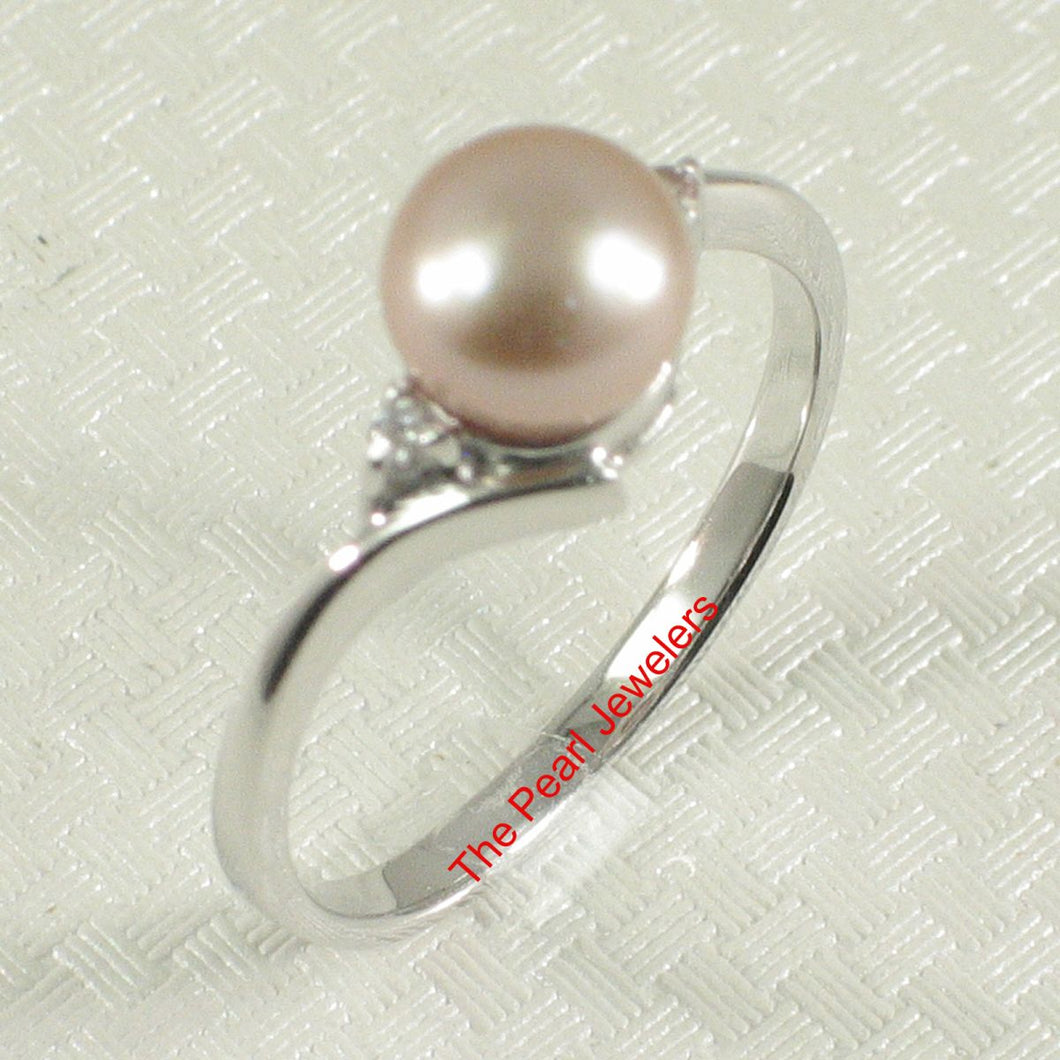 Solid Silver .925 Lavender Pearl CZ Accent Ring