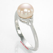 Load image into Gallery viewer, Solid Silver .925 Pink-Peach Pearl CZ Accent Ring
