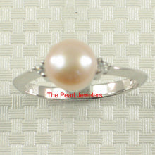 Load image into Gallery viewer, Solid Silver .925 Pink-Peach Pearl CZ Accent Ring