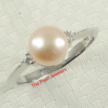 Load image into Gallery viewer, Solid Silver .925 Pink-Peach Pearl CZ Accent Ring