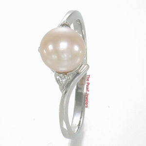 Solid Silver .925 Pink Pearl CZ Accent Ring