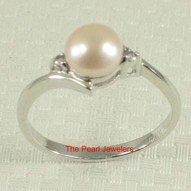 Solid Silver .925 Pink Pearl CZ Accent Ring
