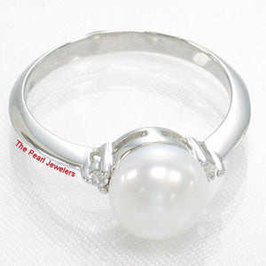 Solid Silver .925 White Pearl CZ Accent Ring