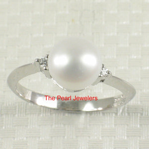 Solid Silver .925 White Pearl CZ Accent Ring