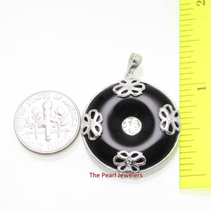 Solid Sterling Silver 925 Butterflies Black Onyx Pendant