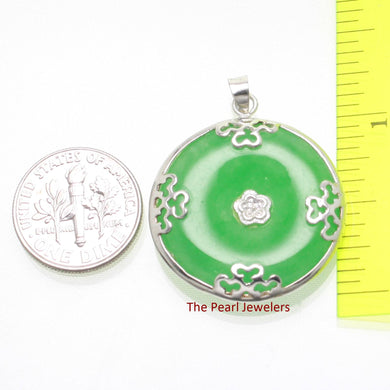 Solid Sterling Silver 925 Butterflies Green Jade Pendant