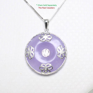 Solid Sterling Silver 925 Butterflies Lavender Jade Pendant
