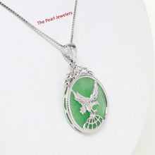 Load image into Gallery viewer, Solid Sterling Silver 925 Eagle Green Jade Pendant