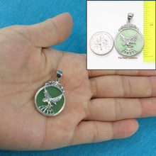 Load image into Gallery viewer, Solid Sterling Silver 925 Eagle Green Jade Pendant