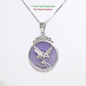 Solid Sterling Silver 925 Eagle Lavender Jade Pendant