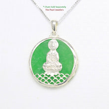 Load image into Gallery viewer, Solid Sterling Silver 925 Kuan Yin Green Jade Pendant