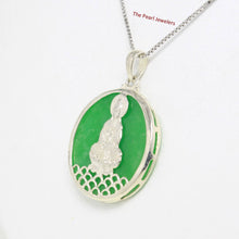 Load image into Gallery viewer, Solid Sterling Silver 925 Kuan Yin Green Jade Pendant
