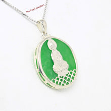 Load image into Gallery viewer, Solid Sterling Silver 925 Kuan Yin Green Jade Pendant