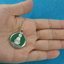 Load image into Gallery viewer, Solid Sterling Silver 925 Kuan Yin Green Jade Pendant