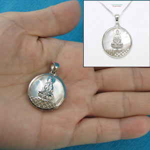Solid Sterling Silver 925 Kuan Yin Mother of Pearl Pendant
