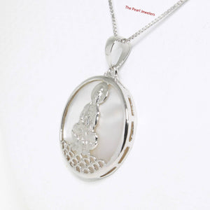 Solid Sterling Silver 925 Kuan Yin Mother of Pearl Pendant