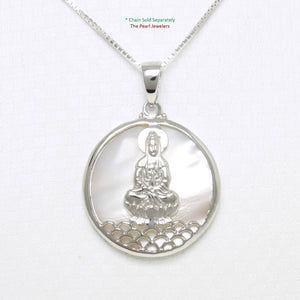 Solid Sterling Silver 925 Kuan Yin Mother of Pearl Pendant