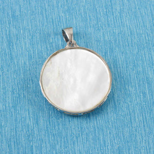Solid Sterling Silver 925 Kuan Yin Mother of Pearl Pendant