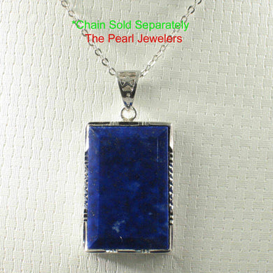 Solid Sterling Silver Large Rectangle Lapis Lazuli Pendant