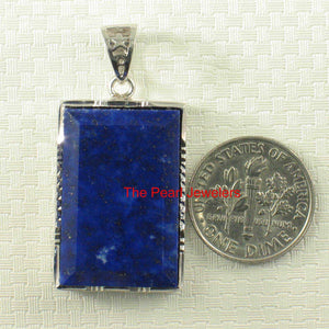 Solid Sterling Silver Large Rectangle Lapis Lazuli Pendant