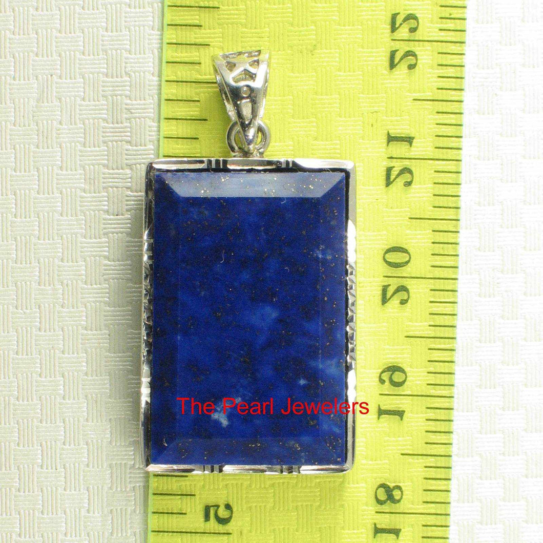 Solid Sterling Silver Large Rectangle Lapis Lazuli Pendant
