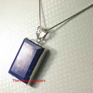 Solid Sterling Silver Large Rectangle Lapis Lazuli Pendant