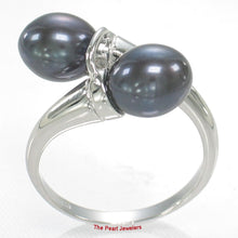 Load image into Gallery viewer, Solid Sterling Silver .925 Twin AAA Black Cultured Pearl Cocktail Ring