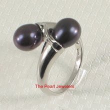 Load image into Gallery viewer, Solid Sterling Silver .925 Twin AAA Black Cultured Pearl Cocktail Ring